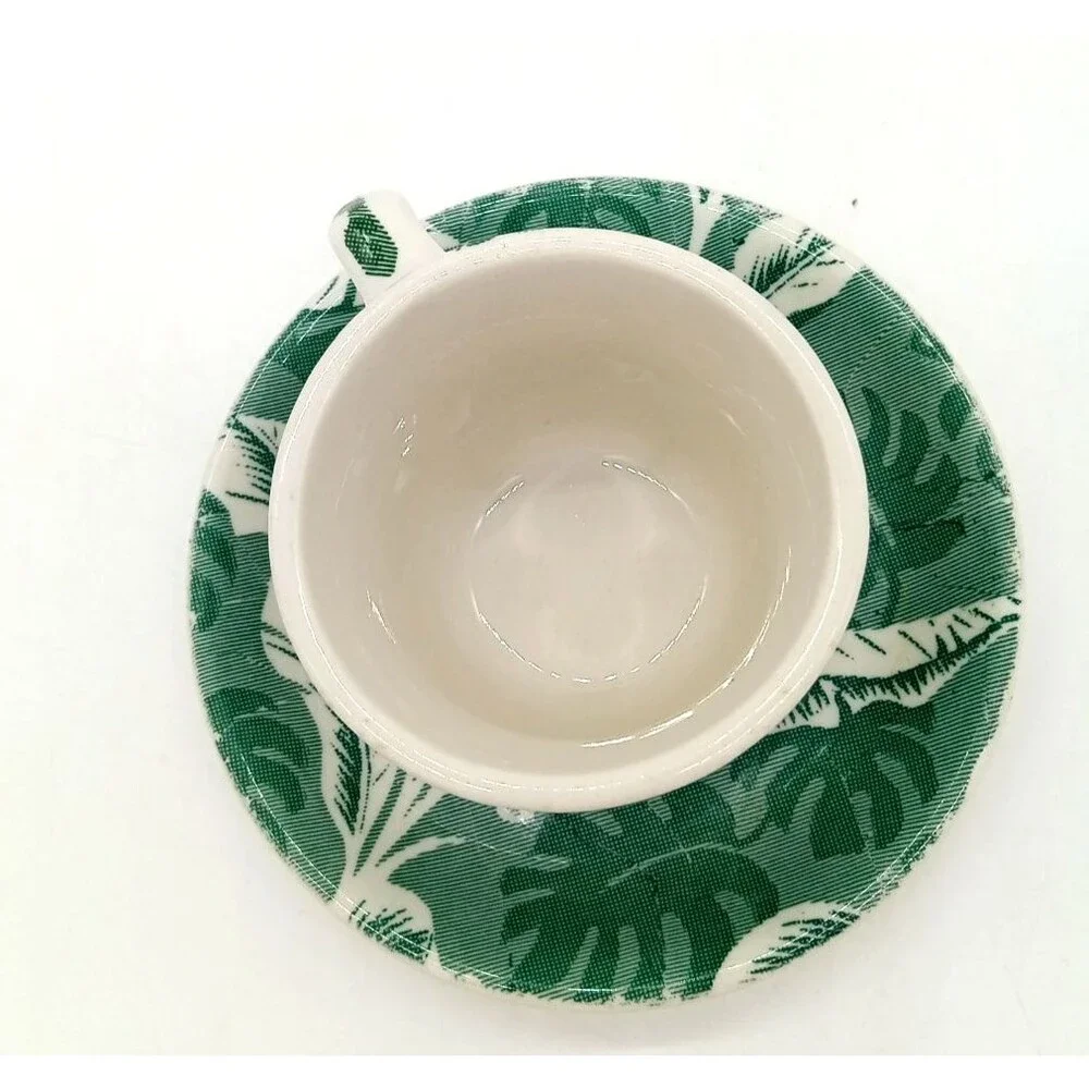 1955 Wallace China Restaurant Ware Shadow Leaf Banana Leaf Coffee Cup & Saucer